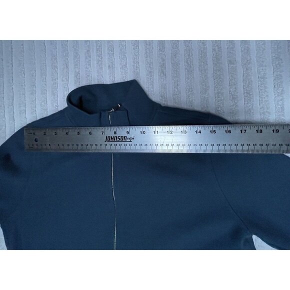 Faconnable Mens Full-Zip Sweater Jacket Small Blue Cotton Knit Mock Neck Pockets - Picture 8 of 10